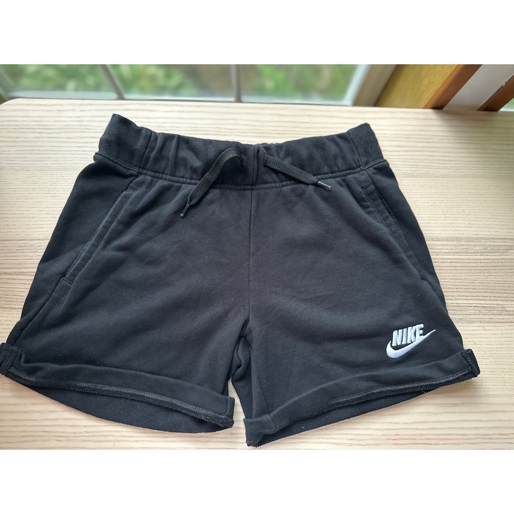 Nike Sportswear Black French Terry‎ Athletic Shorts Kids L Womens XS Futura Logo